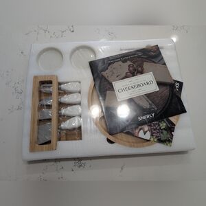 Bamboo Cheese Board Set with White Accents